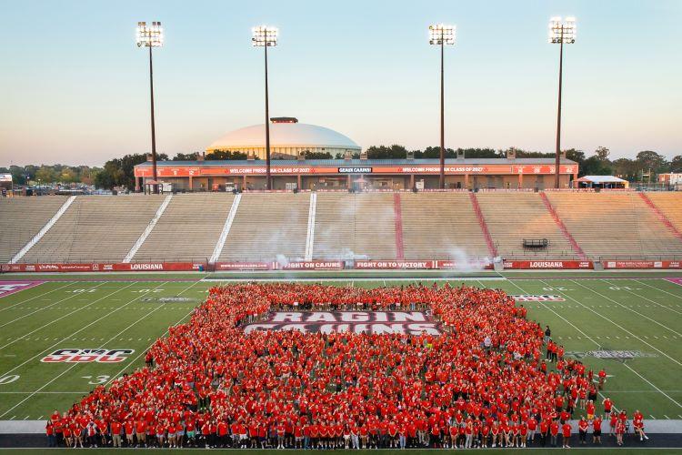 Class of 2027 class photo on Cajun Field