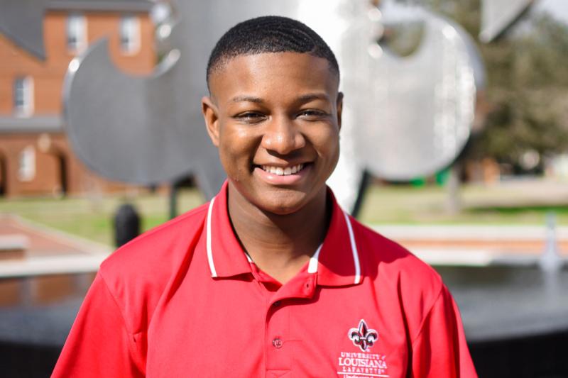 Joshua England in the University of Louisiana at Lafayette Quad