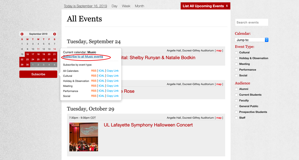 subscribe to all events text circled