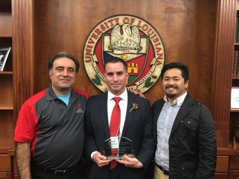 Systems technology graduate Donald Arceneaux pictured received the outstanding master's graduate nomination award.